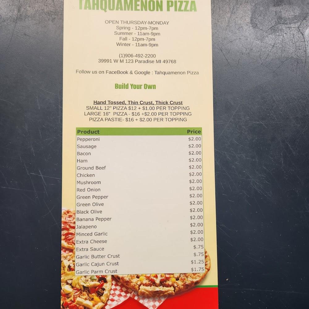 Tahquamenon Pizza Menu image 2